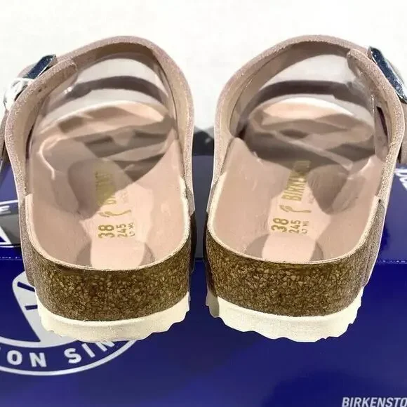 Birkenstock Two-Tone Burgundy and Beige Arizona Sandals - Picture 6 of 13